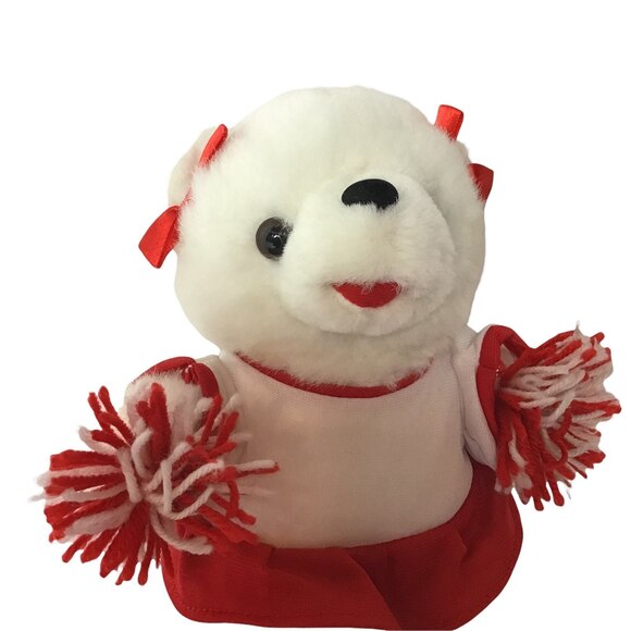 Cheerleader Bear with Pom Poms Stuffed Animal - Picture 2 of 3